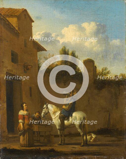 Mounted Trumpeter taking a Drink, 1650-1660. Creator: Karel Du Jardin.
