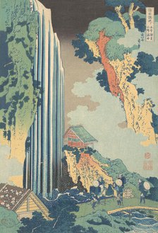 Ono Waterfall on the Kisokaido (Kisokaido Ono no bakufu), from the series A Tour of Wa..., ca. 1832. Creator: Hokusai.