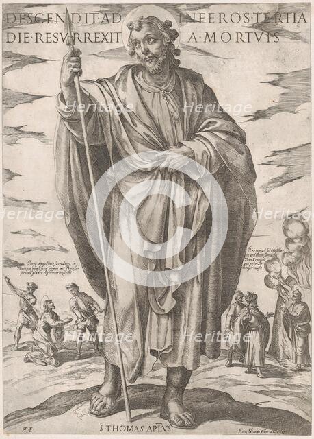 St. Thomas, from 'Christ, Mary and the Apostles', late 16th century. Creator: Antonio Tempesta.