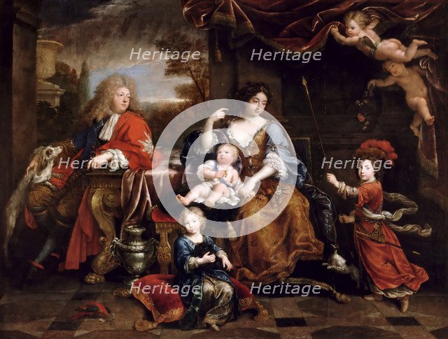 Louis of France, Grand Dauphin (1661-1711), with his family. Artist: Mignard, Pierre (1612-1695)