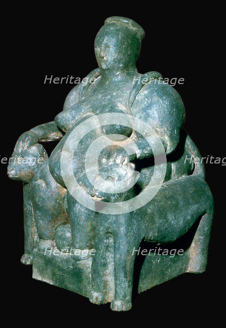 Turkish sculpture of a mother-goddess on a leopard throne. Artist: Unknown