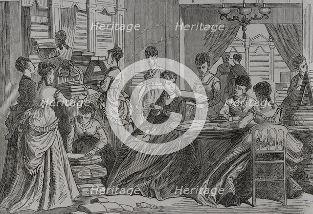 Franco-Prussian War (1870-1871): Stuttgart ladies' committee collecting goods for the war..., 1871.  Creator: Unknown.