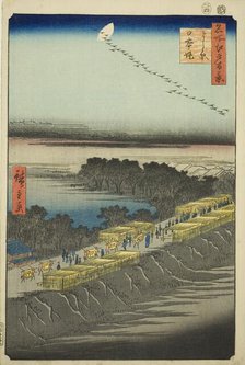 Nihon Embankment, Yoshiwara (Yoshiwara Nihonzutsumi), from the series "One Hundred..., 1857. Creator: Ando Hiroshige.