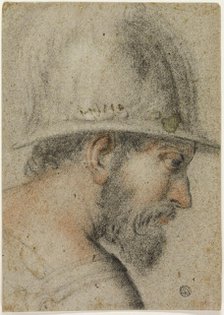 Profile Head of a Soldier with Helmet, 1588/96. Creator: Gabriele Caliari.