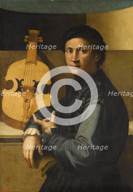 Portrait of a viola player. Artist: Zacchia, Paolo, the Elder (1490-1561)