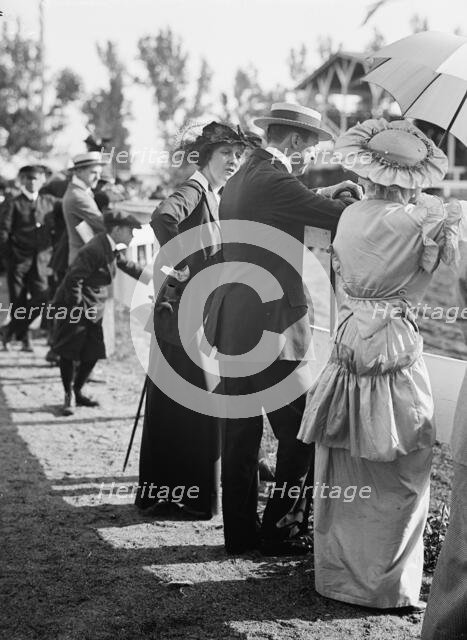 Horse Shows - Preston Gibson, Left, And Mrs. M. Townsend, 1914. Creator: Harris & Ewing.