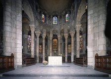 Inside view of the ambulatory of the Church of Notre - Dame du Port in Clermont Ferrand.