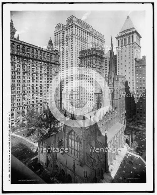 Trinity Church and office buildings, New York, N.Y., c.between 1910 and 1920. Creator: Unknown.