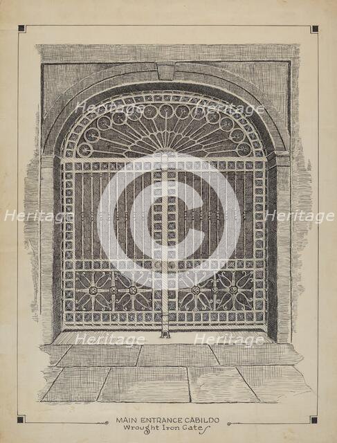 Wrought Iron Gate, c. 1936. Creator: Al Curry.