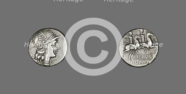 Denarius (Coin) Depicting the Goddess Roma, 136 BCE. Creator: Unknown.