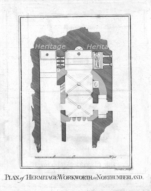 'Plan of Hermitage Workworth, in Northumberland.', late 18th century. Artist: Thornton.