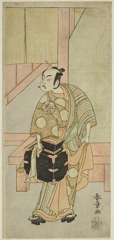 The Actor Ichimura Uzaemon IX as the Hairdreser Komagata Ikkaku in the Play Fuji no Yuki..., c.1770. Creator: Shunsho.