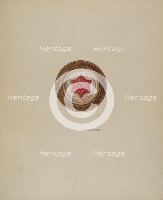 Mirror Support - Red Six Point Star, c. 1941. Creator: Helen Bronson.