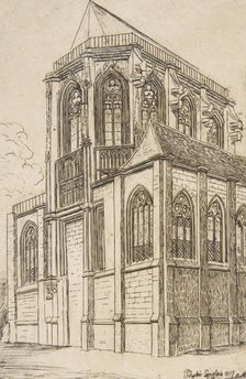 Chevet de St. Martin-sur-Renelle (The apse of the Church of St. Martin-sur-Renelle, Paris,..., 1860. Creator: Charles Meryon.