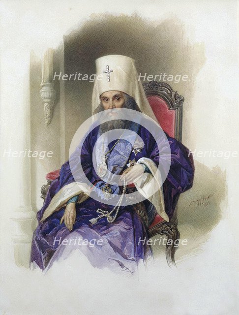 Portrait of the Metropolitan Filaret of Moscow', (1782-1867), 1854. Creator: Hau (Gau), Vladimir (Woldemar) Ivanovich (1816-1895).