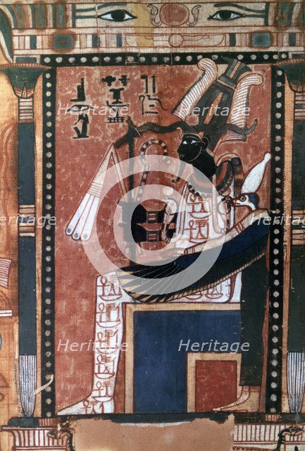 Book of the Dead of the scribe Nebqed, detail of the deceased before Osiris, 18th Dynasty. Artist: Unknown