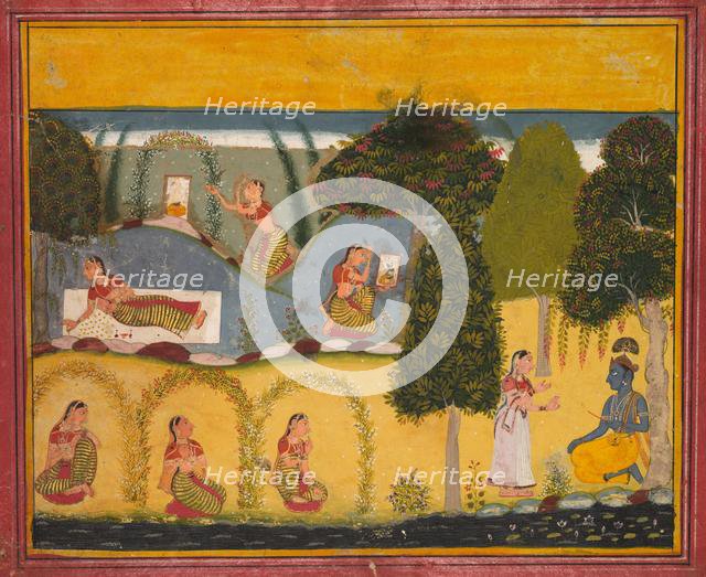 Radha Awaiting Reconciliation with Krishna, from a Gita Govinda of Jayadeva, c. 1680. Creator: Unknown.