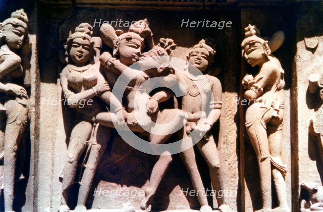Erotic Sculpture, Hindu Temple, Khajuraho, India, 950 - 1050. Artist: Unknown
