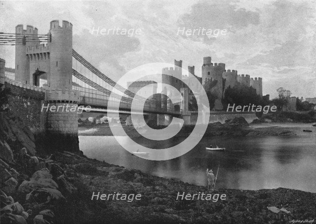 'Conway Castle and Bridges', c1896. Artist: Catherall & Pritchard.