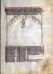 14th Council of Toledo (684), pen drawing in 'Primacía de la Iglesia de Toledo', illuminated manu…