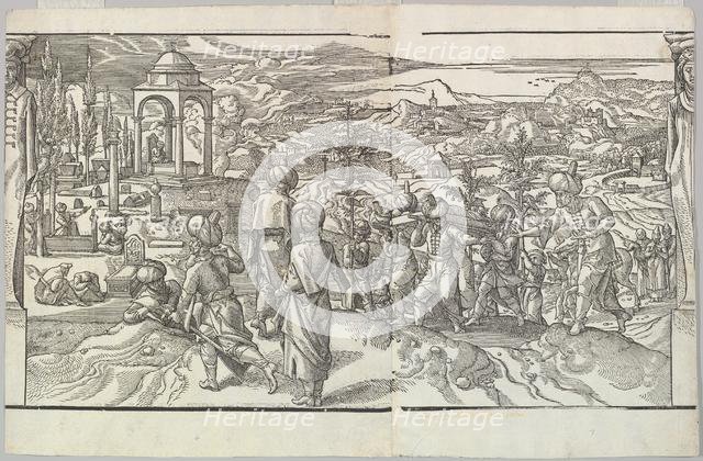 A Turkish Funeral from the frieze Ces Moeurs et fachons de faire de Turcz (Customs and Fas..., 1553. Creator: Unknown.