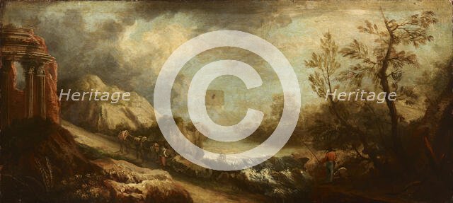 Landscape with a River and Temple Ruins,1st half of 18th century. Creator: Unknown.