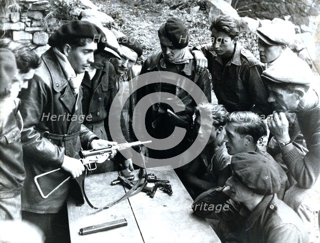 Members of the Maquis receiving arms training, France, World War II, c1940-c1944. Artist: Unknown