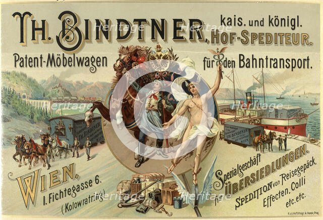 Th. Bindtner - Imperial and Royal court forwarder - Patent furniture wagon for rail transport, 1890s Creator: Anonymous.