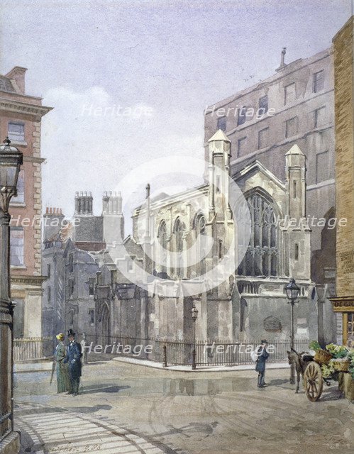 View of a French Protestant church on St Martin's le Grand, City of London, 1885. Artist: John Crowther