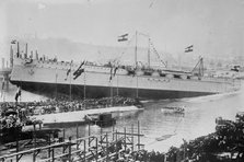 Launch of SMS Viribus Unitis at Trieste, 1911. Creator: Bain News Service.