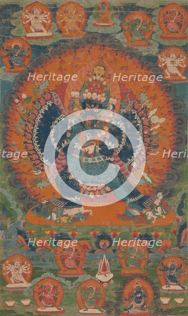 Vajrabhairava with His Consort Vajravetali , 18th century. Creator: Unknown.