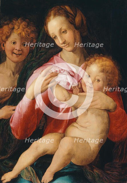 Virgin and Child with the Young Saint John the Baptist, 1527/30 or later. Creators: Agnolo Bronzino, Follower of Agnolo Bronzino.