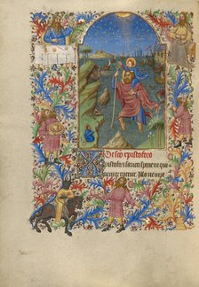 Saint Christopher Carrying the Christ Child; Book of Hours, about 1420. Creator: Spitz Master.