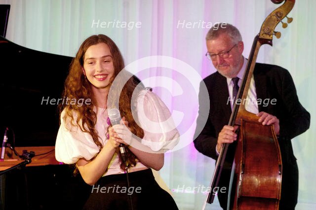 Anais Reno and Dave Green, Anais Reno Quartet, Watermill Jazz Club, Dorking, Surrey, July 2024. Creator: Brian O'Connor.
