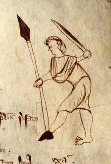 Pen portrait of a warrior from a book of treasury receipts, 15th century. Creator: Unknown.