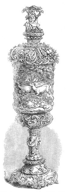 The International Exhibition: carved ivory cup, by F. Böhler, in the Zollverein Department, 1862. Creator: Unknown.