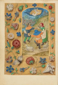 The Annunciation to the Shepherds; Crohin-La Fontaine Hours, (about 1480-1485?). Creators: Master of the Dresden Prayer Book, Workshop of the Master of the Dresden Prayer Book.