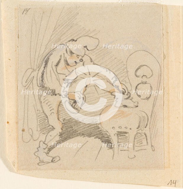 The disturbed but happily regained night's rest, (The Flea); 14, 1862. Creator: Wilhelm Busch.