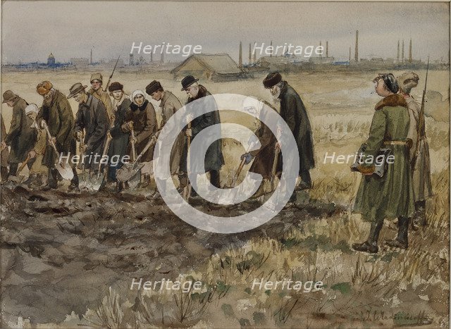 Hard labor for rich merchants, nobles and criminals during the years of revolution, 1919-1921.