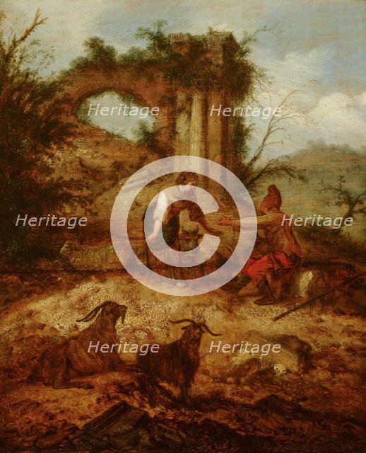 Landscape with Shepherd and Shepherdess, c1620-1680. Creator: Jacobus Mancadan.