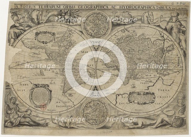 Nova totius terrarum orbis geographica ac hydrographica tabula (Map of the world), 1631. Artist: Hondius, Jodocus (1563-1612)