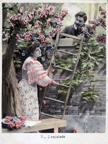 'The Climbing', vintage French postcard, c1900. Artist: Unknown