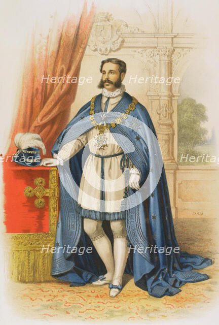 Knight wearing the collar and insignia of the Grand Cross of the Royal and Distinguished..., 1865.  Creator: Unknown.