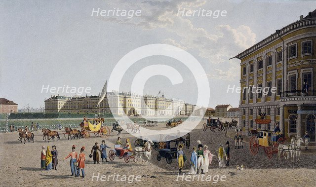 View of the Palace Square from the Nevsky Prospekt, 1804. Artist: Lory, Gabriel Ludwig, the Elder (1763-1840)