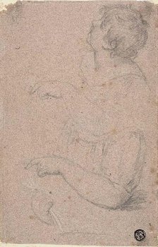 Half-Length Sketch of Child in Profile to Left, with Sketches of Right Arm and Left Hand, n.d. Creator: Giovanni Battista Cipriani.