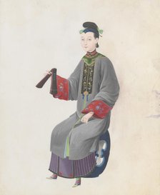 Watercolour of musician playing paiban, late 18th century. Creator: Unknown.