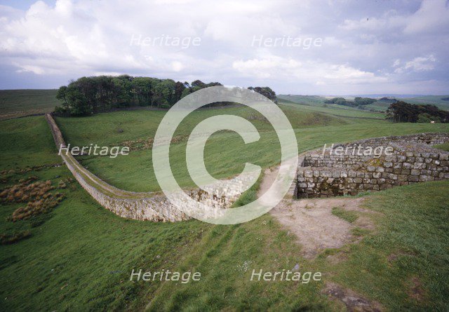 Roman Fort at Housestead Wall, looking eastwards, Northumberland, c20th century. Artist: CM Dixon.