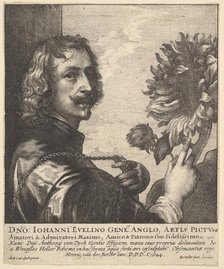 Sir Anthony van Dyck with a sunflower, 1644. Creator: Wenceslaus Hollar.