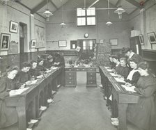 Language lesson on daffodils at Oak Lodge School for Deaf Girls, London, 1908. Artist: Unknown.