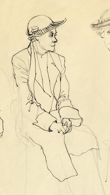 Seated woman in hat, 1953. Creator: Shirley Markham.